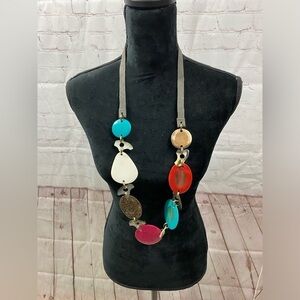Pink Diamondback Multi-Color Long Suede Cord Fashion Necklace